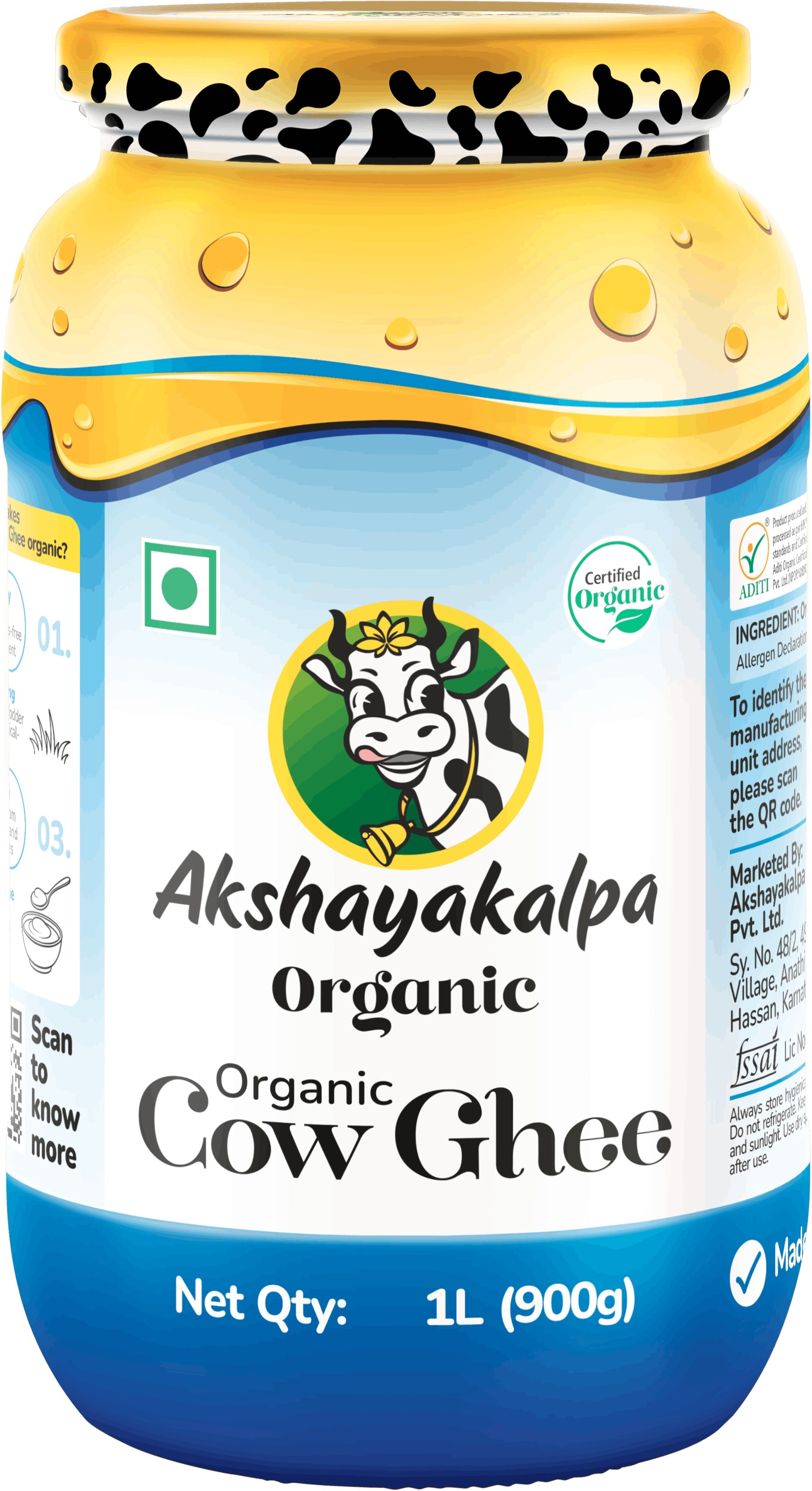 Akshayakalpa Organic Cow Ghee - 490ml